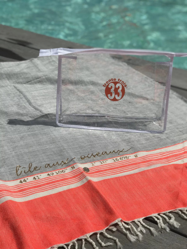 Une pochette transparente de plage vert de la marque régionale 33.