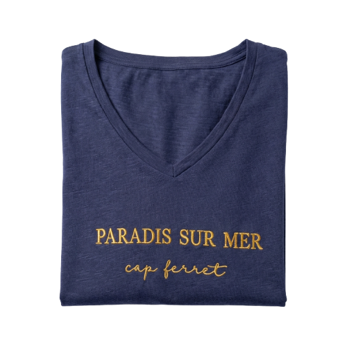 Tee-shirt Paradis sur mer marine