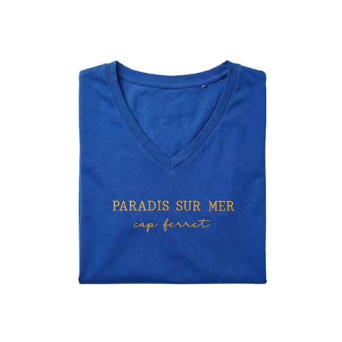 Tee-shirt Paradis sur mer bleu roi