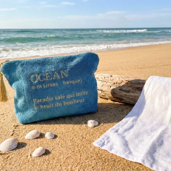 Pochette Éponge Océan bleu jean