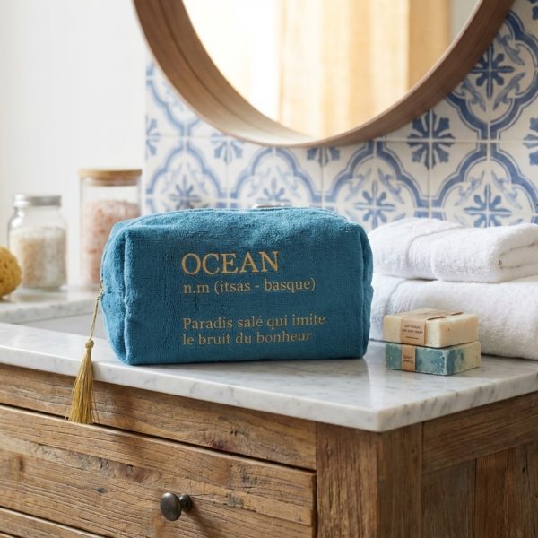 Trousse de toilette éponge Océan bleu jean