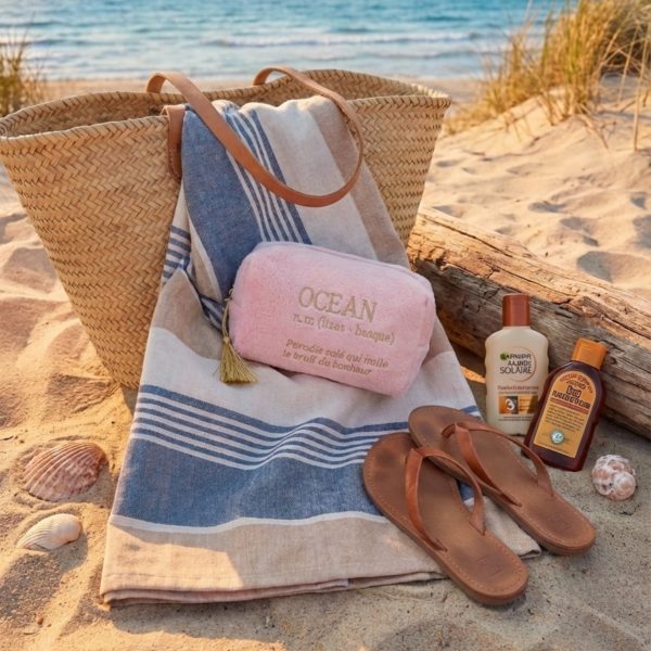 Trousse de toilette éponge Océan rose